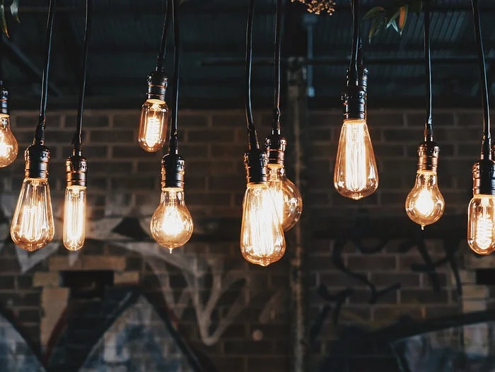 image-7 | Chill & Thrive | Chill & Thrive lightbulbs hanging from a ceiling